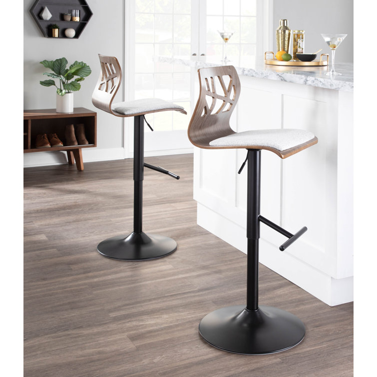 Folia Adjustable Swivel Bar Stools Set of 3 in Light Grey and Black
