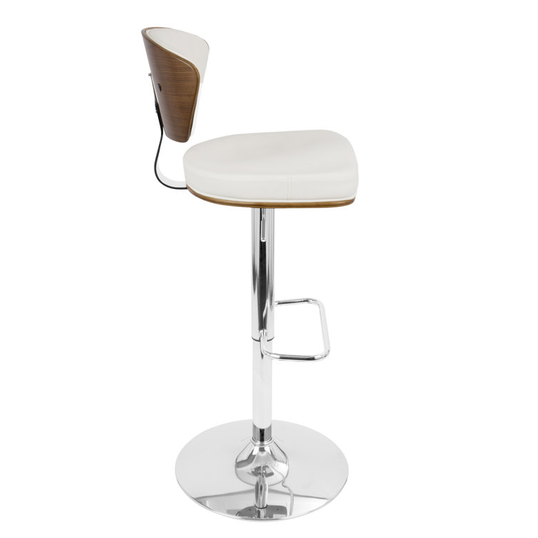 Ravinia Adjustable White Faux Leather Swivel Barstools, Set of 3