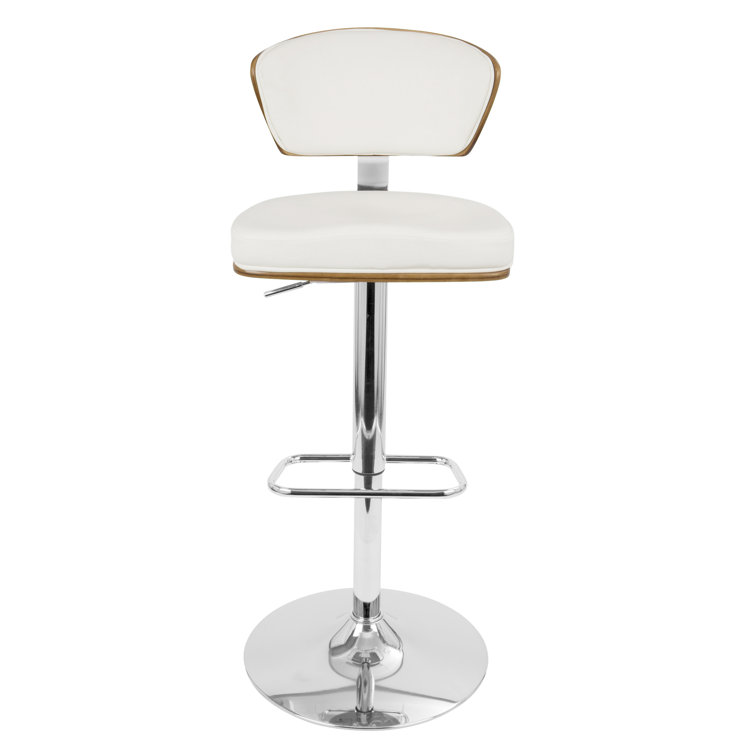 Ravinia Adjustable White Faux Leather Swivel Barstools, Set of 3