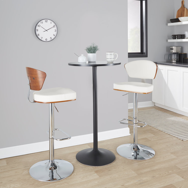 Ravinia Adjustable White Faux Leather Swivel Barstools, Set of 3