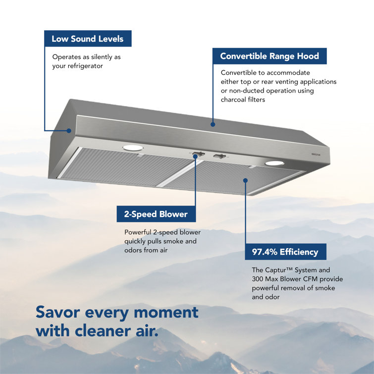 Broan 42-Inch Stainless Steel Convertible Under Cabinet Range Hood
