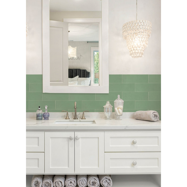Green Peel and Stick Subway Wall Tiles for Kitchen and Bathroom