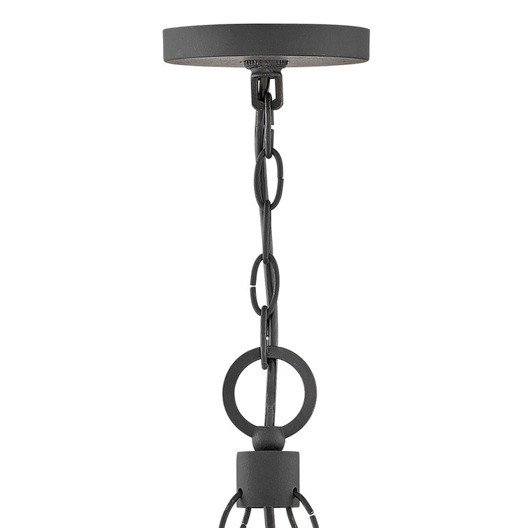 Rustic Aged Zinc 9-Light LED Outdoor Chandelier with Clear Seedy Glass