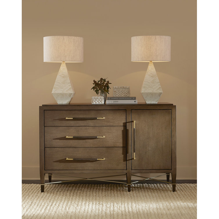 Verona Black Lacquered Linen Chest with Champagne Hardware