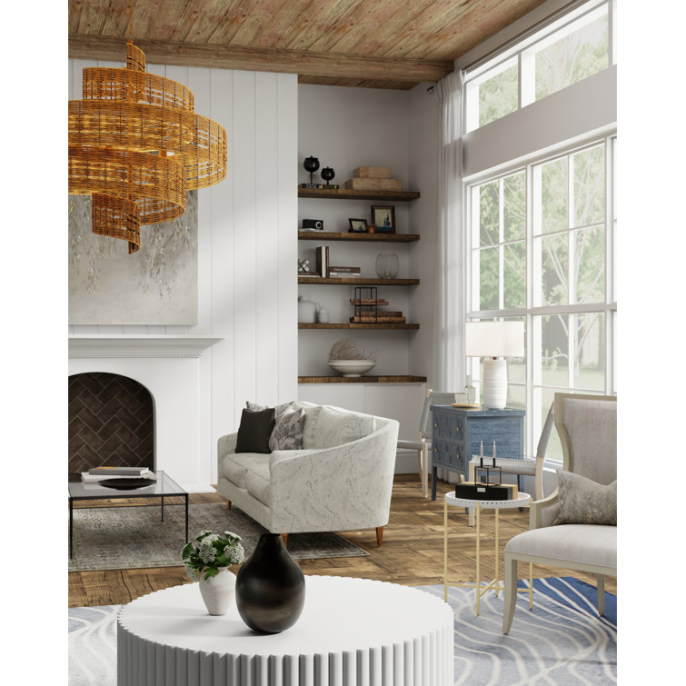 Freya White Marble and Gold Metal Round Accent Table