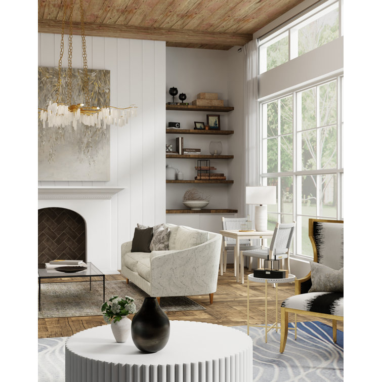 Freya White Marble and Gold Metal Round Accent Table
