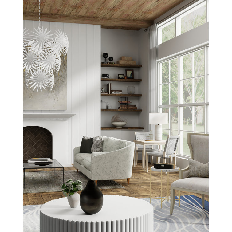 Freya White Marble and Gold Metal Round Accent Table
