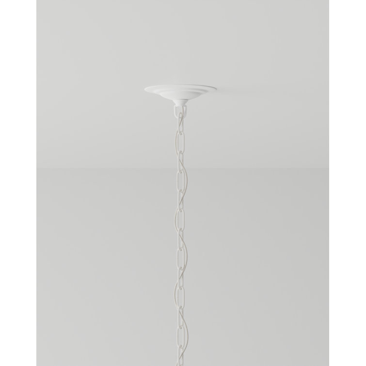 Eulalie Whitewash Wood Beaded Pendant Light, 19" Diameter