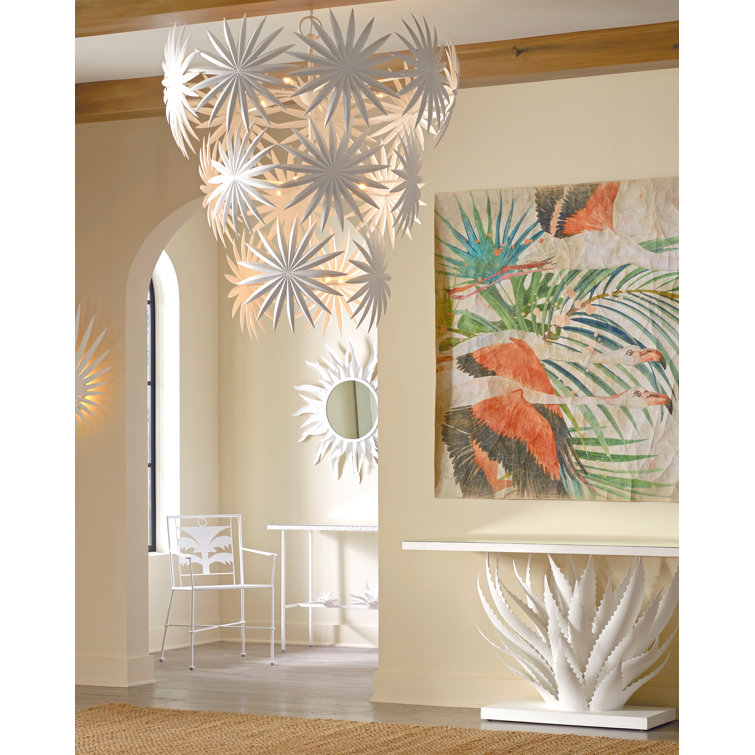 Agave White Mirrored Console Table with Metal Base