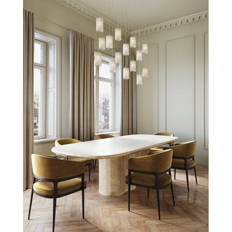 Frosted Glass Silver LED Island Pendant with 7 Lights
