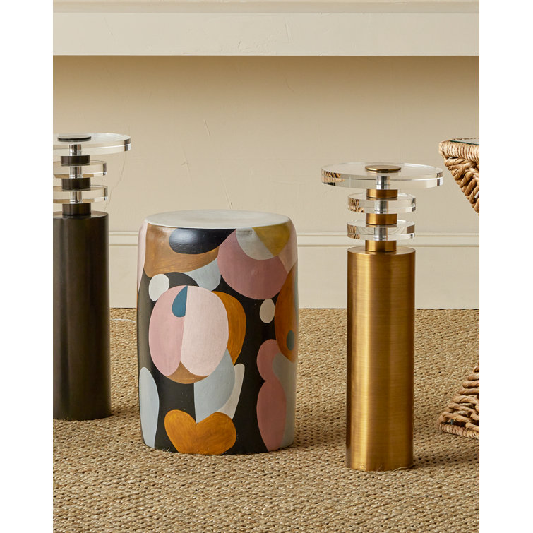 Multicolor Hand-Painted Round Terracotta Accent Table