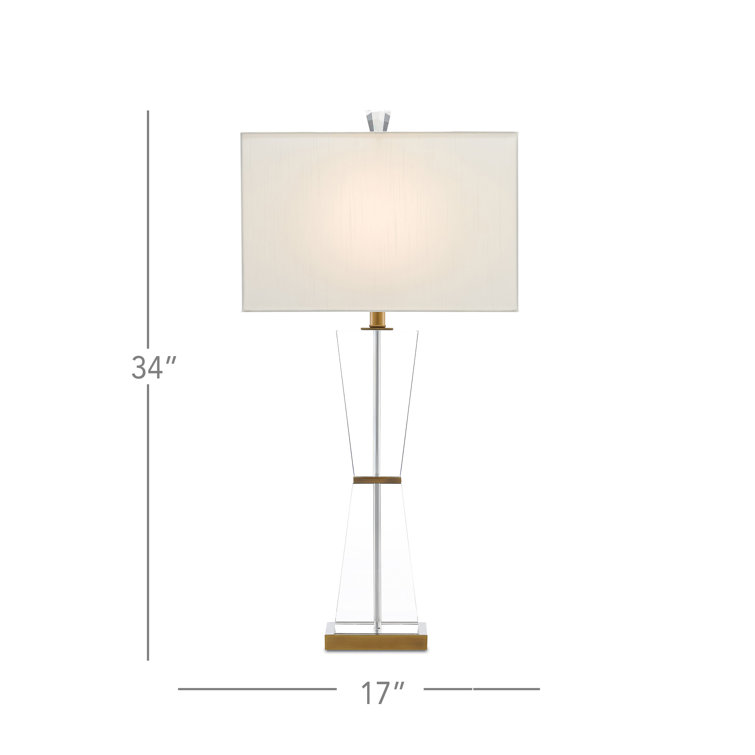 Laelia Clear and Antique Brass Table Lamp with Off-White Shade