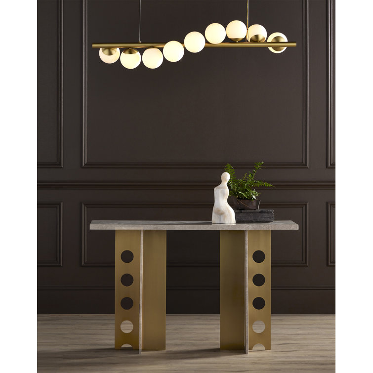 Selene 48'' Crème Marble and Polished Brass Console Table