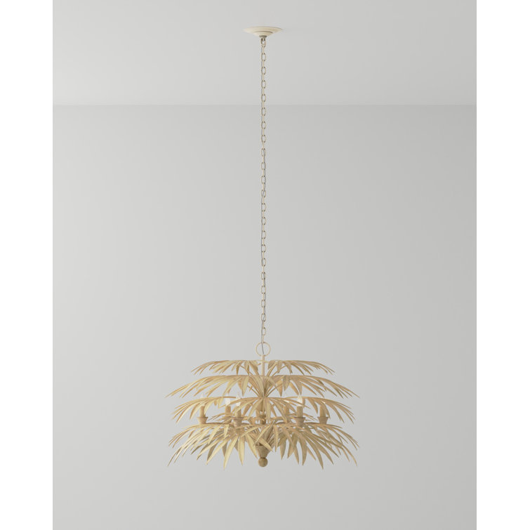 Coco Cream and Ivory 5-Light Bamboo Leaf Chandelier