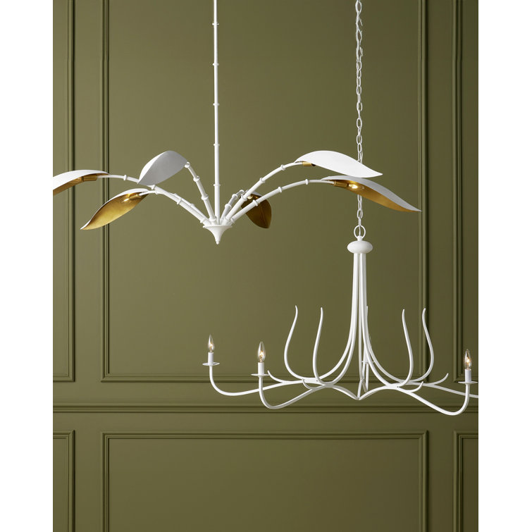 Gesso White 5-Light Candle Chandelier with Adjustable Height