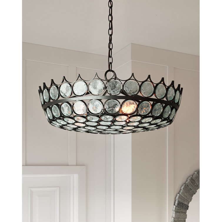 Satin Black Recycled Glass 6-Light Chandelier