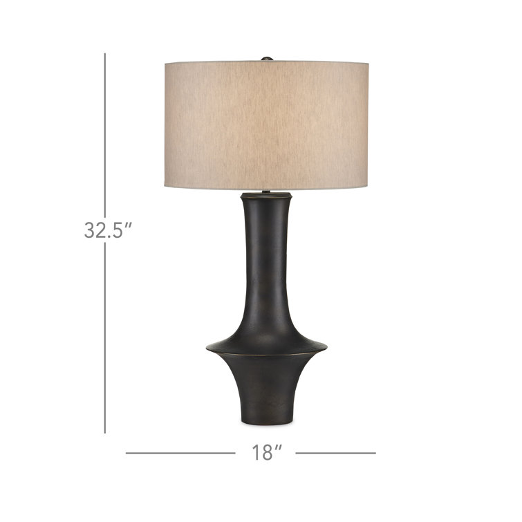 Silvestri Black Cast Aluminum Table Lamp with Linen Shade
