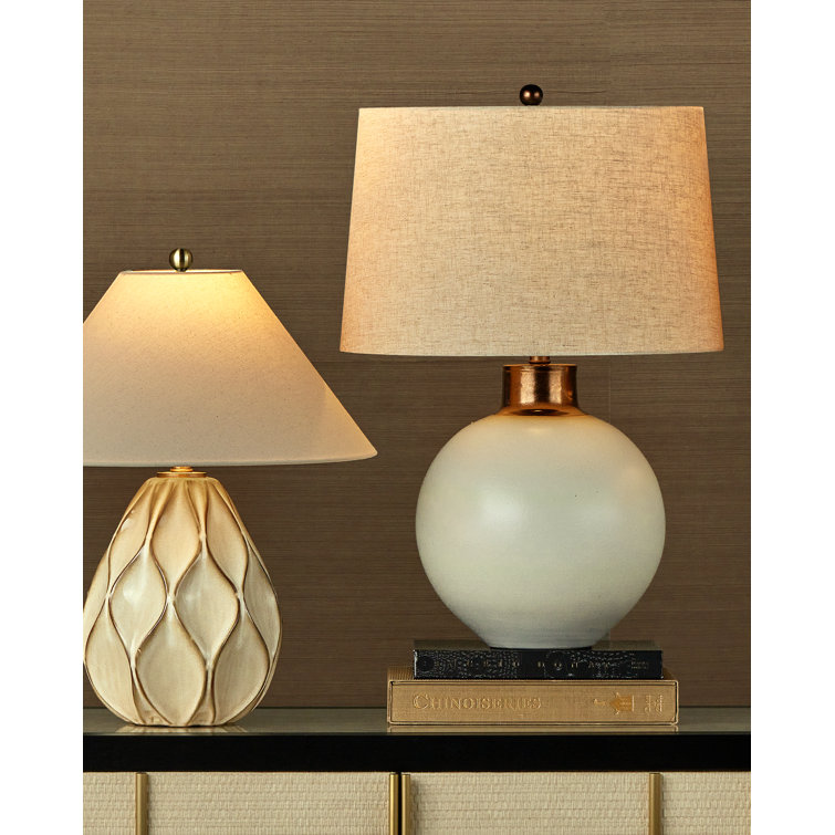 Olano Metallic Gold Natural Linen Table Lamp