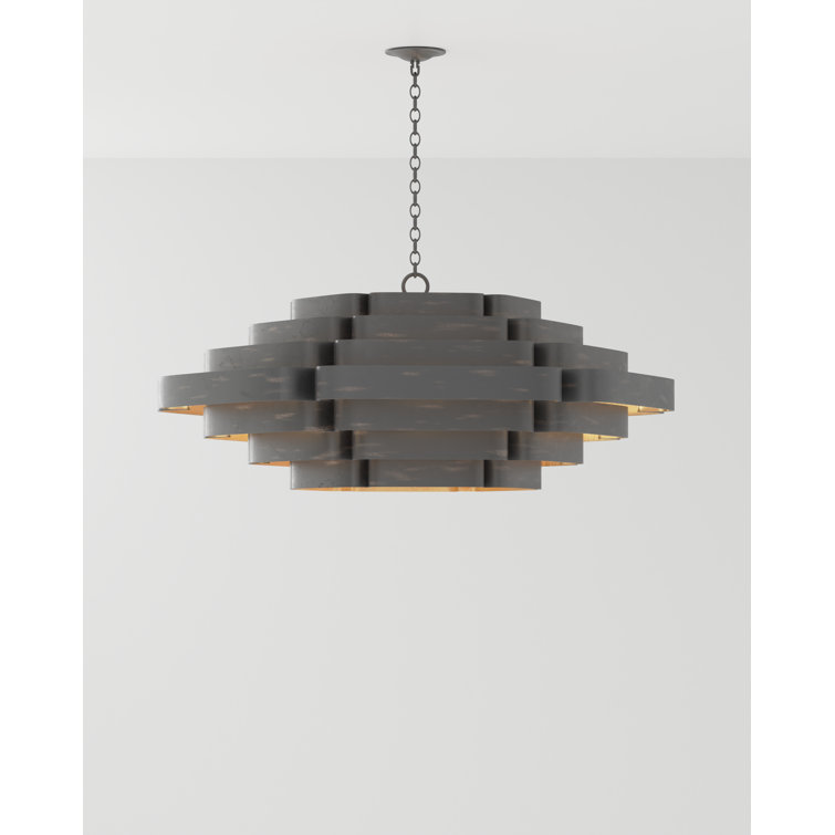 Bailey 6-Light French Black and Gold Leaf Chandelier
