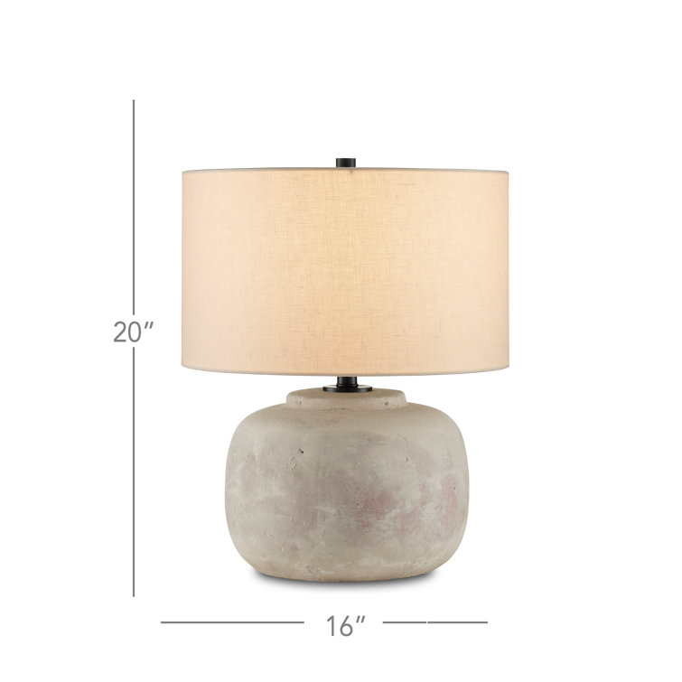 Antique Earth Concrete Table Lamp with Light Beige Linen Shade