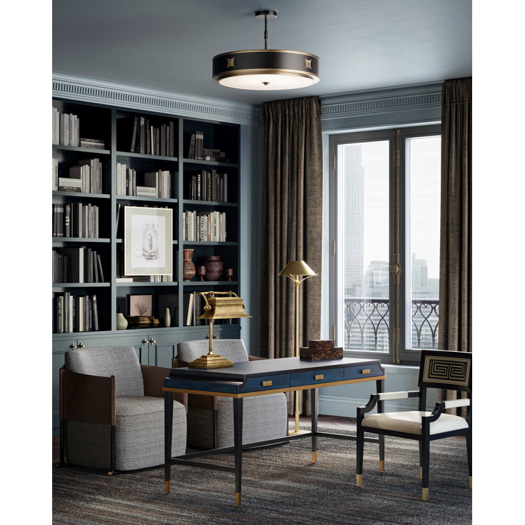 Artemis Black and Cream Leather Armchair with Metal Accents