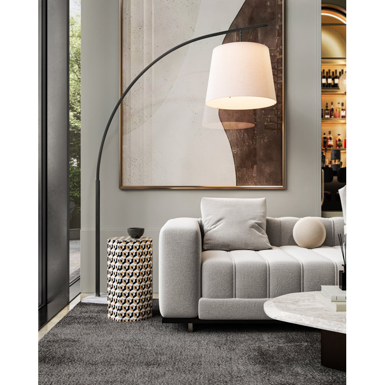 Adjustable Oil Rubbed Bronze Arc Floor Lamp with White Shade