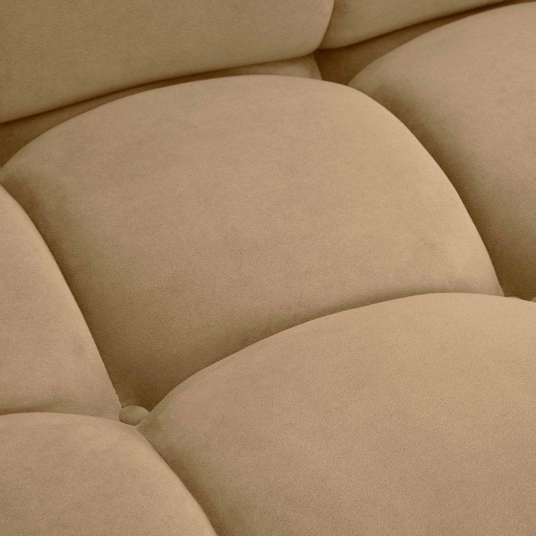 Brown Velvet Tufted Modular U-Shaped Sectional with Ottomans