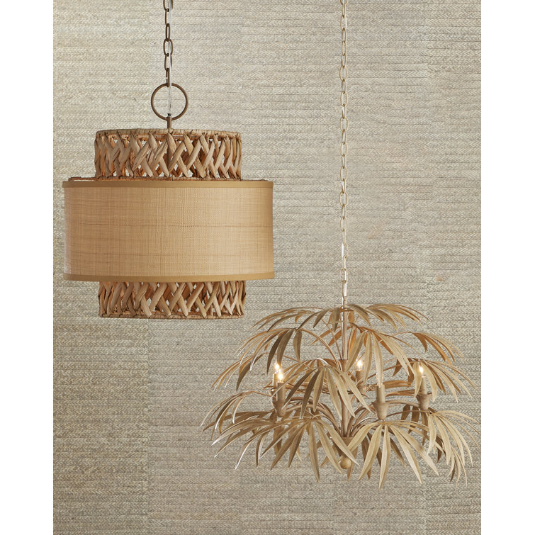 Coco Cream and Ivory 5-Light Bamboo Leaf Chandelier
