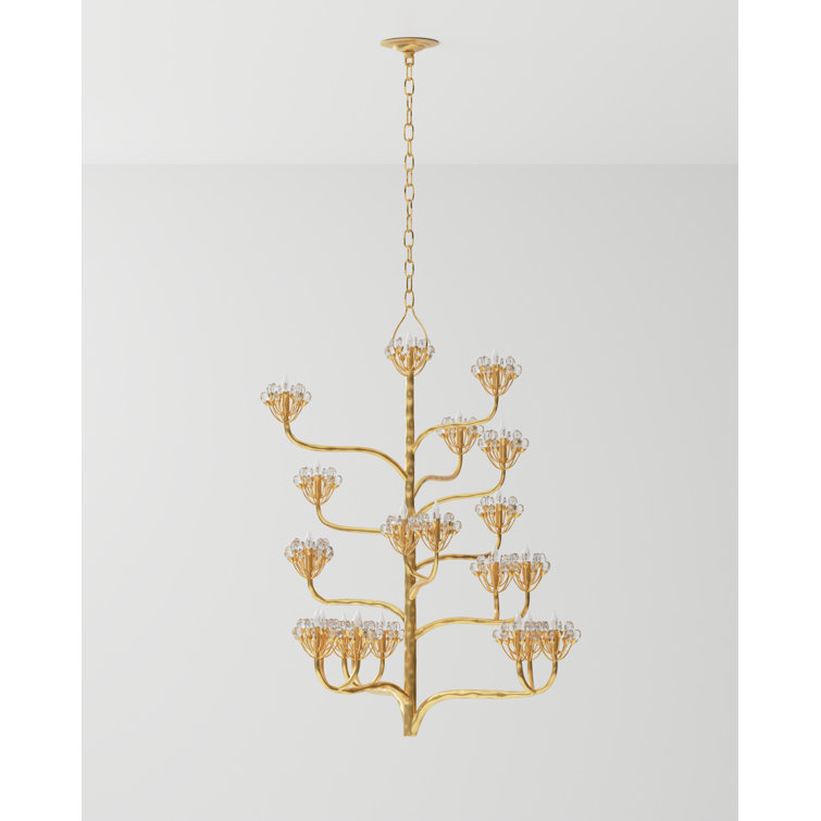 Agave Americana Dark Gold Leaf 22-Light Crystal Chandelier