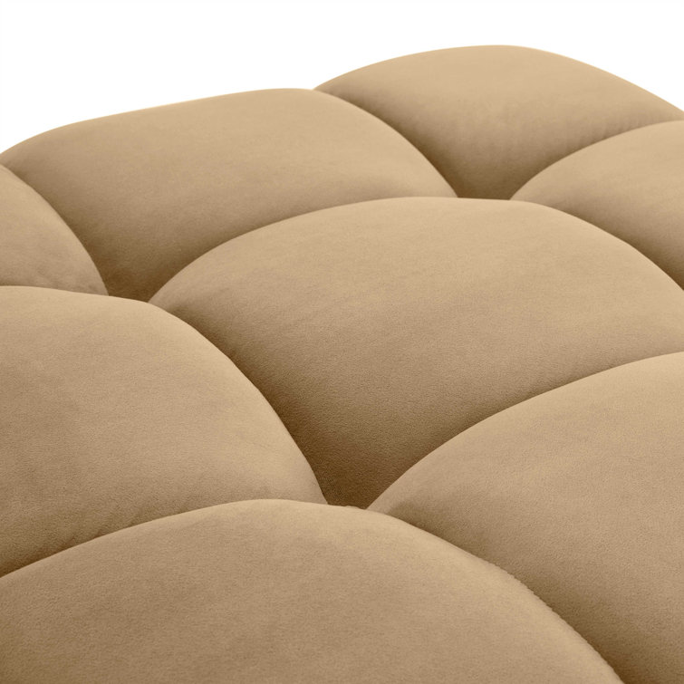 Brown Velvet Tufted Modular Ottoman with Solid Wood Frame
