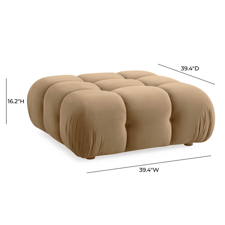 Brown Velvet Tufted Modular Ottoman with Solid Wood Frame