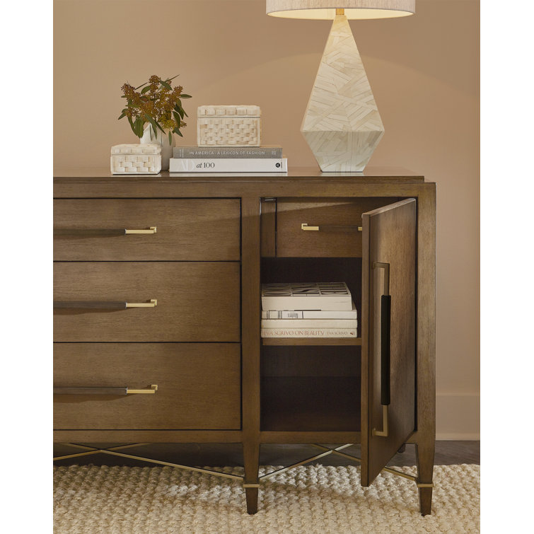 Verona Black Lacquered Linen Chest with Champagne Hardware
