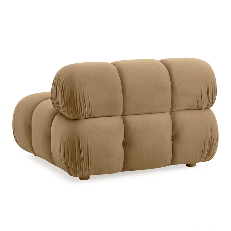 Brown Velvet Modular Tufted Armless Chair