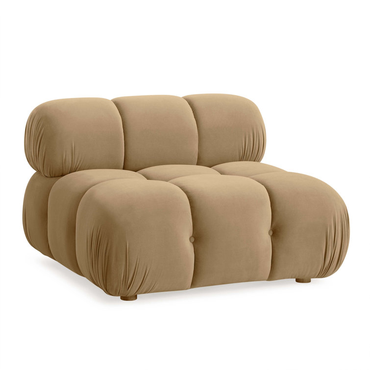 Brown Velvet Modular Tufted Armless Chair