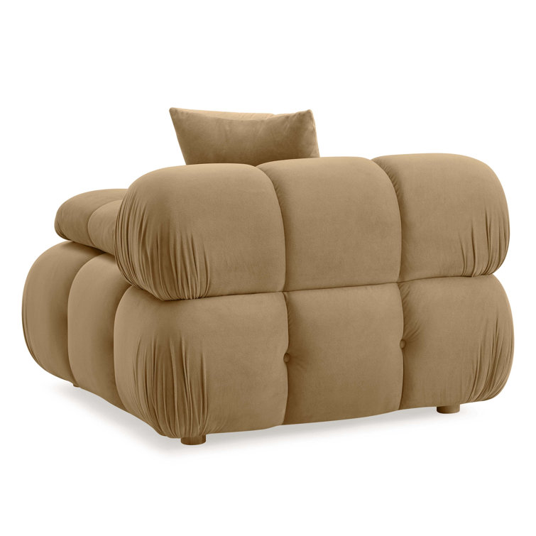 Brown Velvet Modular Corner Chair with Tufted Back