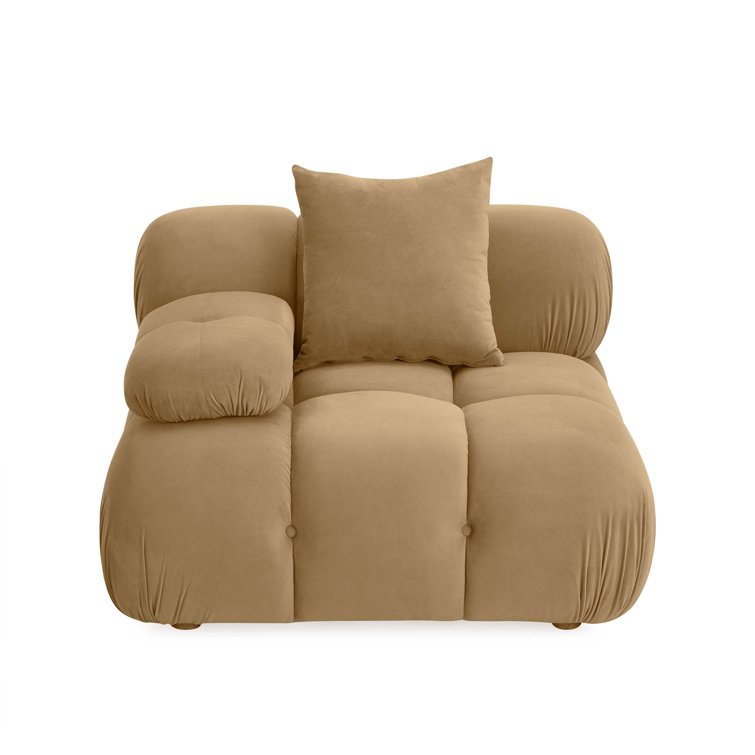 Brown Velvet Modular Corner Chair with Tufted Back
