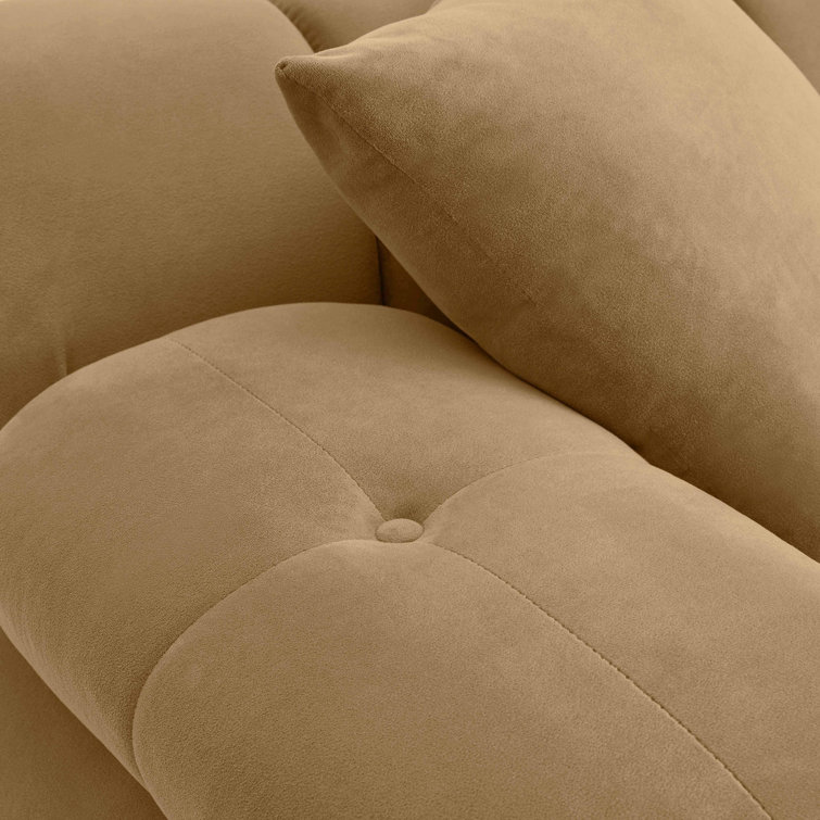 Brown Velvet Modular Corner Chair with Tufted Back