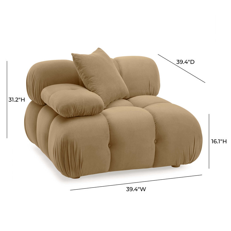 Brown Velvet Modular Corner Chair with Tufted Back
