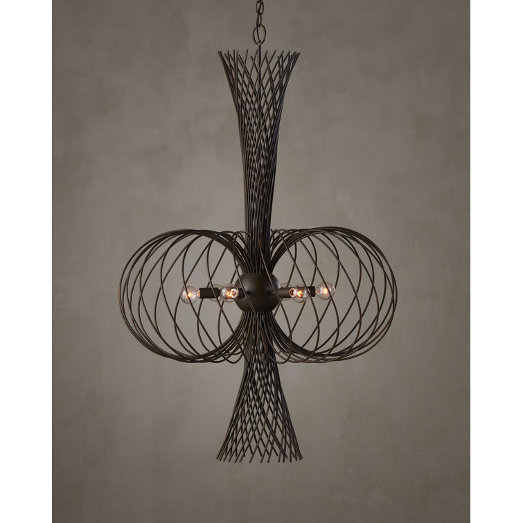 Akio Bronze Gold 6-Light Adjustable Chandelier