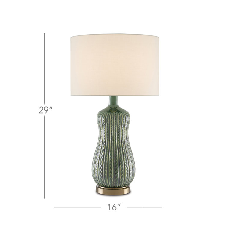 Mamora Green Ceramic Table Lamp with Ivory Shade