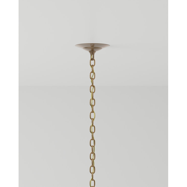 Antique Brass and White Glass Drum Chandelier