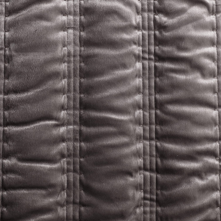 Plum Brown Velvet Queen Quilt Set with Shams