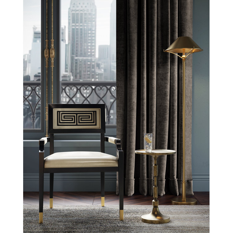 Artemis Black and Cream Leather Armchair with Metal Accents