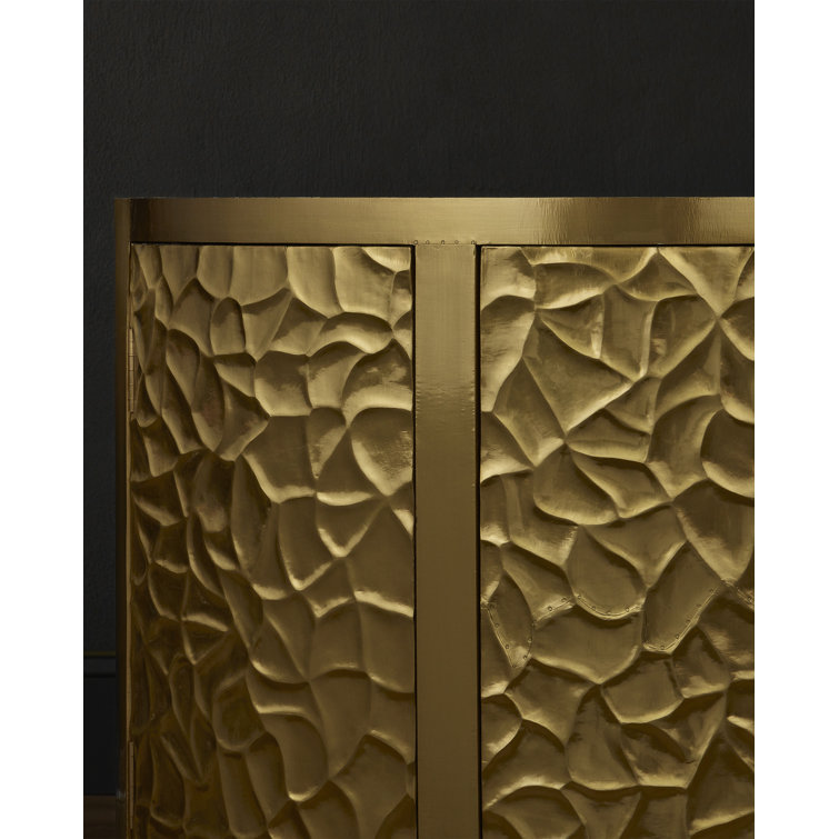 Auden Brass Demi-Lune Cabinet with Adjustable Shelving
