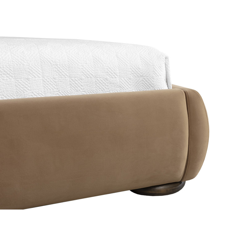 Kona Camel Upholstered King Platform Bed with Pine Frame