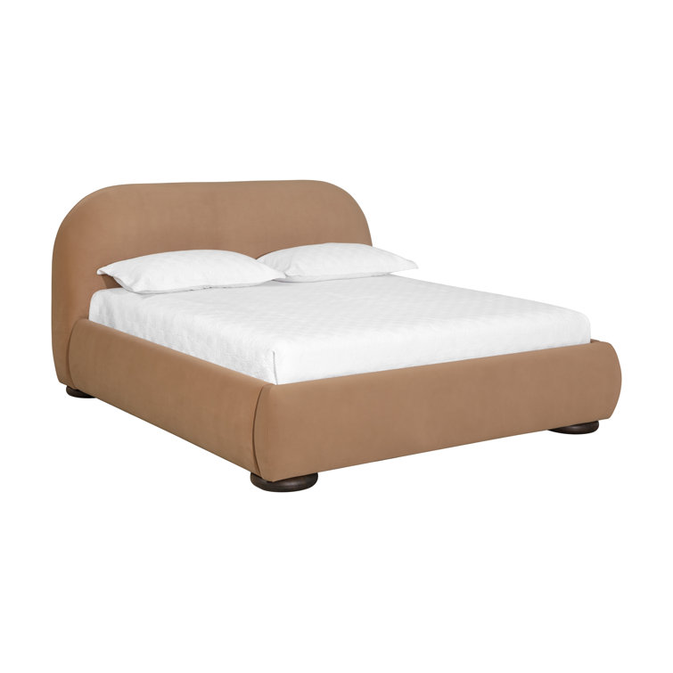 Kona Camel Upholstered King Platform Bed with Pine Frame