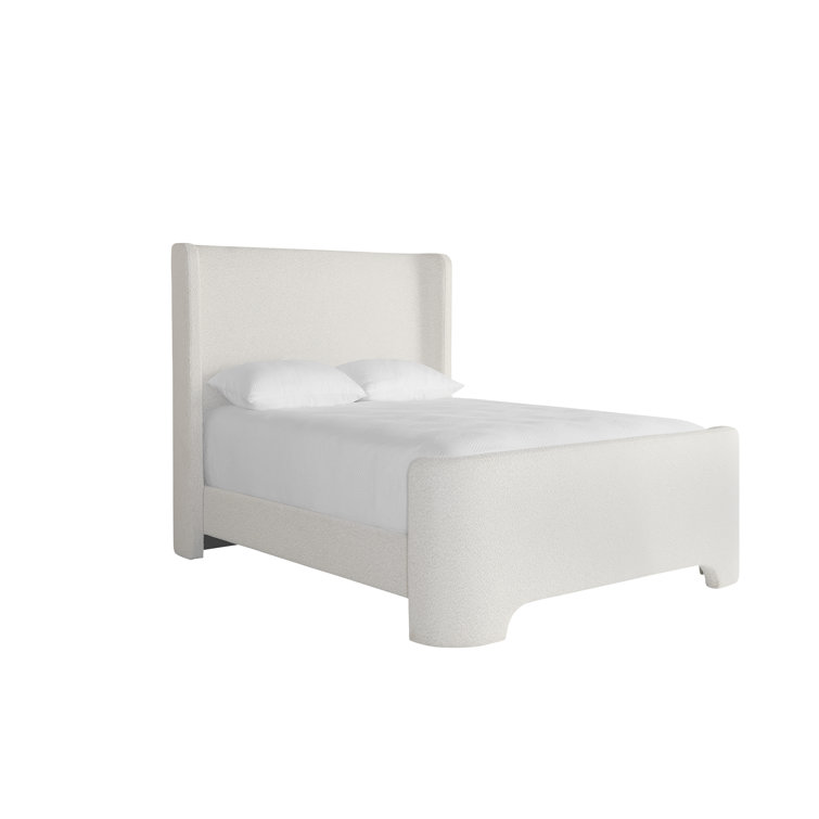 Copenhagen White Upholstered Queen Platform Bed with Headboard