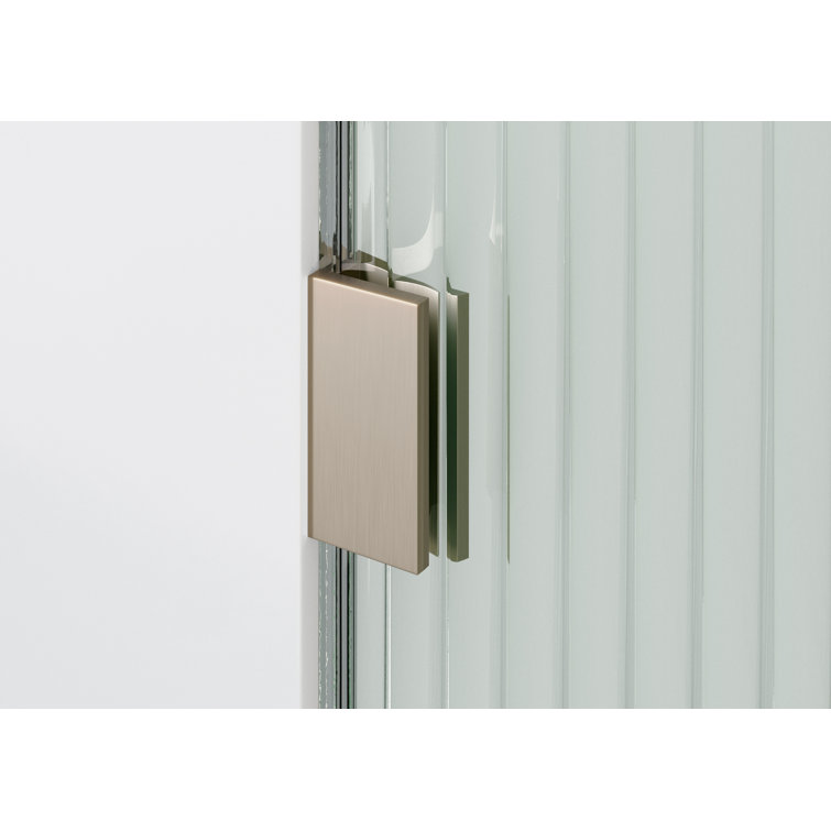 Aurora 78" Fluted Glass Frameless Shower Panel with Brushed Bronze Hardware