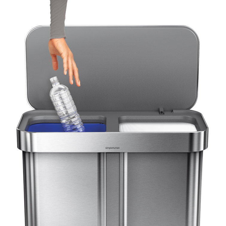 Fingerprint Resistant Stainless Steel Dual Compartment Pedal Trash Can