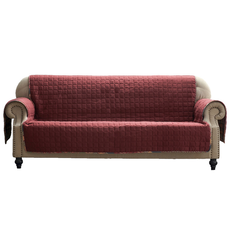 Gold Rush Reversible Plaid Sofa Slipcover